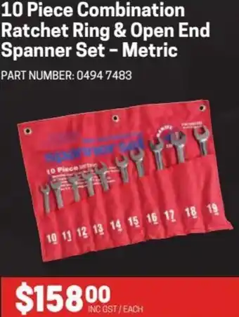 Blackwoods 10 Piece Combination Ratchet Ring & Open End Spanner Set-Metric offer