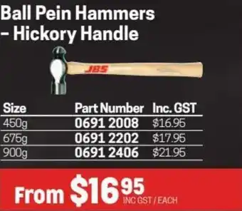 Blackwoods Ball Pein Hammers-Hickory Handle offer