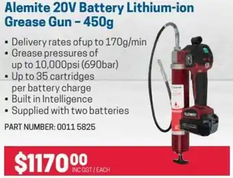 Blackwoods Alemite 20V Battery Lithium-ion Grease Gun-450 g offer