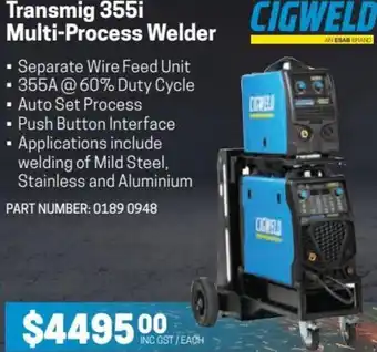 Blackwoods Transmig 355i Multi-Process Welder offer