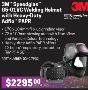 Blackwoods 3M Speedglas G5-01VC Welding Helmet with Heavy-Duty Adflo PAPR offer
