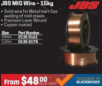 Blackwoods JBS Mig Wire-15kg offer