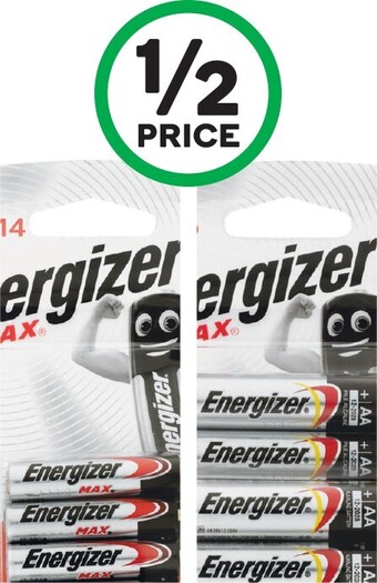 Woolworths Energizer max aa pk 16 or aaa pk 14 offer