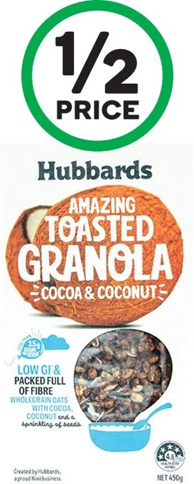Woolworths Hubbards muesli, clusters or granola 450g offer