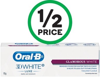 Woolworths Oral-b 3d white luxe toothpaste 95g offer