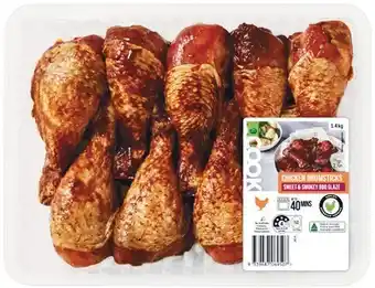 Woolworths Woolworths cook chicken drumsticks with sweet & smokey bbq glaze 1.4 kg with rspca approved chicken – from the meat dept offer