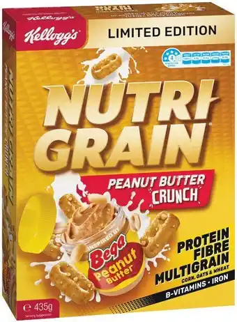 Woolworths Kellogg’s nutri-grain peanut butter 435g offer