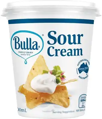 Woolworths Bulla premium sour cream 200ml offer