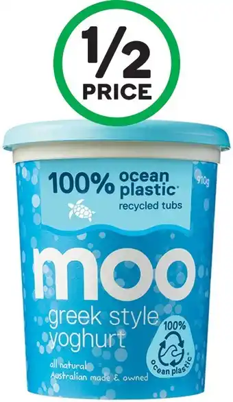 Woolworths Moo 100% ocean plastic greek yoghurt 910g – from the fridge offer