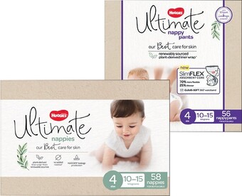 Woolworths Huggies ultimate jumbo nappies pk 52-72 or pants pk 46-56 offer