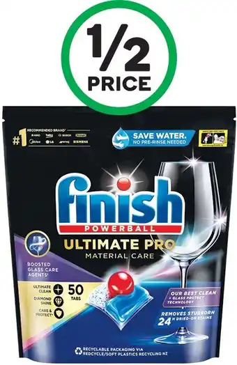 Woolworths Finish ultimate pro material care dishwashing tablets pk 50 offer