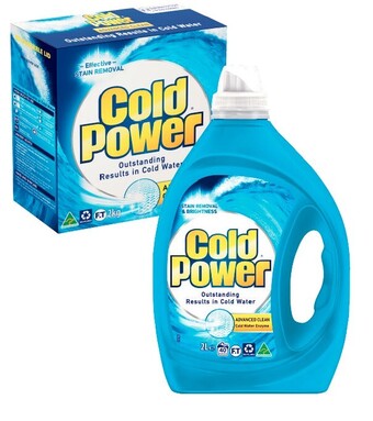 Coles Cold power laundry liquid 1.8 litre-2 litre or powder 2kg offer