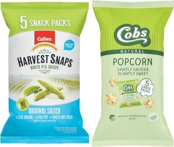 Coles Cobs popcorn 65g or calbee harvest snaps 90g offer