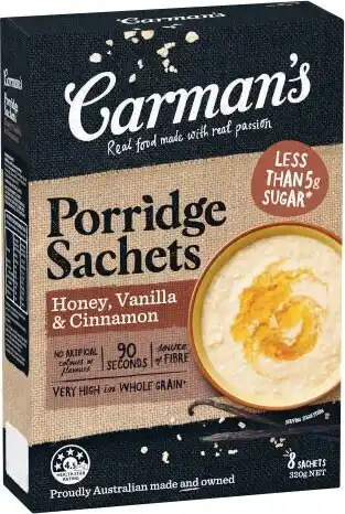 Coles Carman’s porridge sachets 240g-320g offer