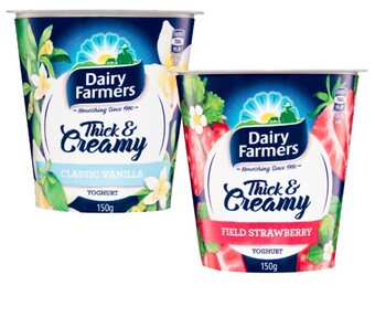 Coles Dairy farmers thick & creamy yoghurt 150g offer