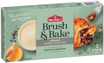 Coles Mrs mac’s brush & bake pies 2 pack 400g offer