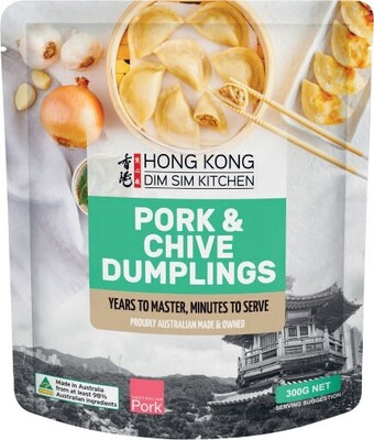 Coles Hong kong dim sim kitchen pork & chive dumplings 300g offer