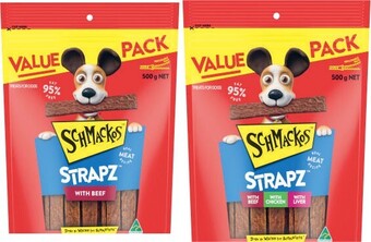 Coles Schmackos dog treats 500g offer
