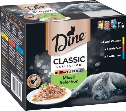 Coles Dine classic collections cat food pouch 12x85g offer