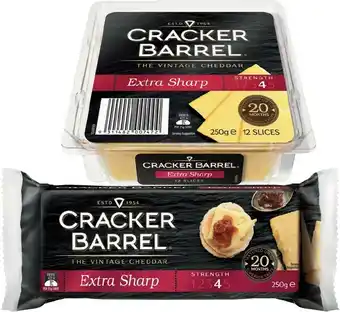 IGA Cracker Barrel Extra Sharp or Special Reserve Vintage Cheddar Cheese Block or Slices 250g offer