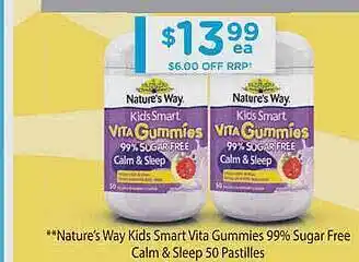 Chemist Warehouse Nature's way kids smart vita gummies 99% sugar free calm & sleep offer