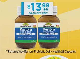 Chemist Warehouse Nature's way restore probiotic daily health offer