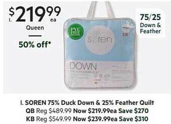 Harris Scarfe Soren 75% duck down & 25% feather quilt offer