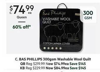 Harris Scarfe Bas philips 300gsm washable wool quilt offer
