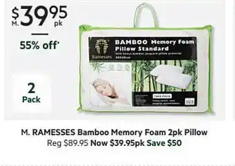 Harris Scarfe Ramesses bamboo memory foam 2pk pillow offer