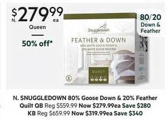Harris Scarfe Snuggledown 80% goose down & 20% feather quilt offer