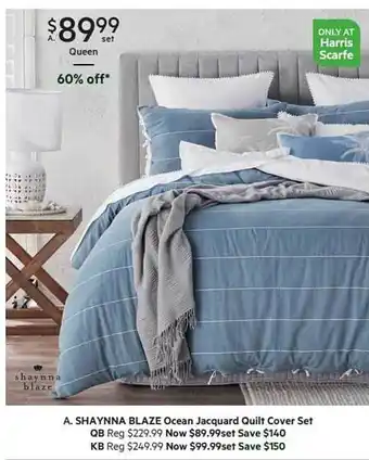 Harris Scarfe Shaynna blaze ocean jacquard quilt cover set offer
