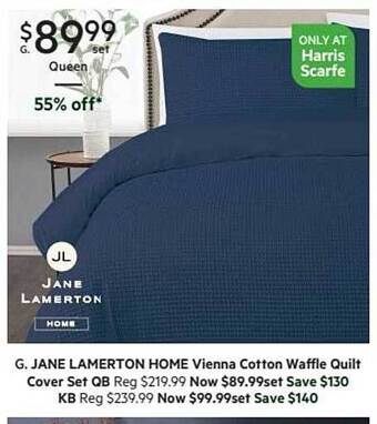 Harris Scarfe Jane lamerton home vienna cotton waffle quilt cover set offer