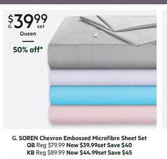 Harris Scarfe Soren chevron embossed microfibre sheet set offer
