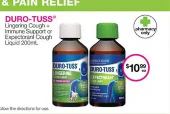 Priceline Duro-tuss lingering cough + immune support or expectorant cough liquid 200ml offer