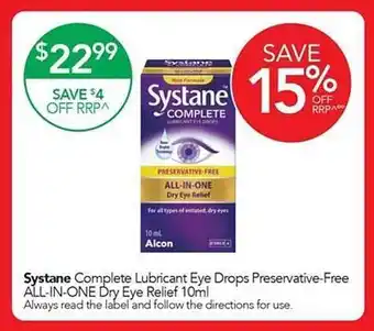 Terry White Systane complete lubricant eye drops preservative-free offer