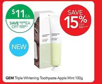 Terry White Gem triple whitening toothpaste apple mint offer
