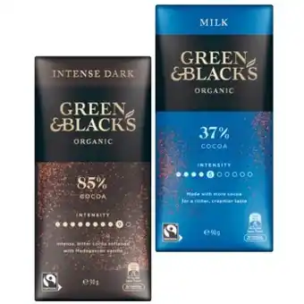 Coles Green & blacks organic block chocolate 90g offer