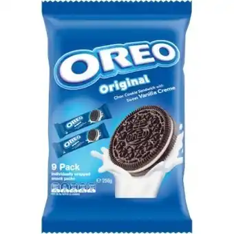 Coles Oreo multipack grab & go biscuits 256g offer