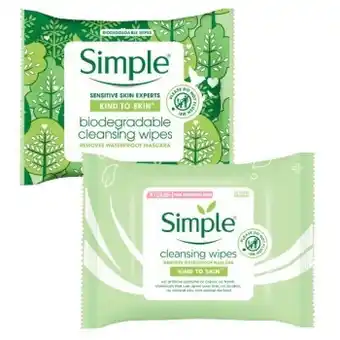 Coles Simple kind to skin cleansing wipes 25 pack offer