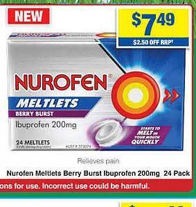 My Chemist Nurofen meltlets berry burst ibuprofen offer