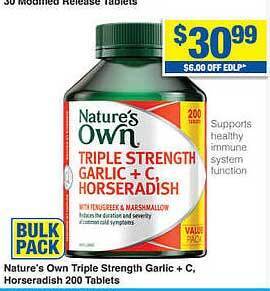 My Chemist Nature's own triple strength garlic + c horseradish offer