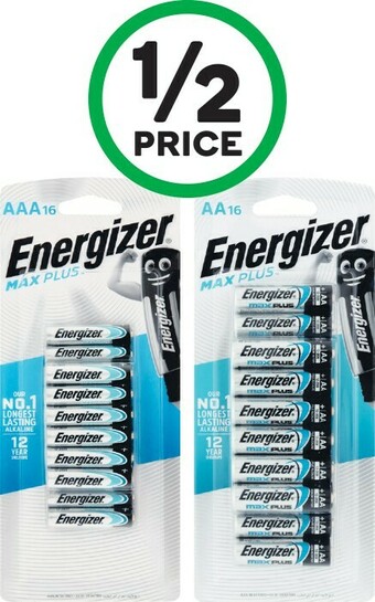 Woolworths Energizer Max Plus AA or AAA Pk 16 offer