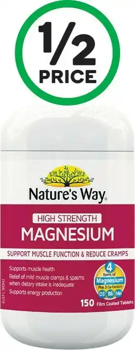 Woolworths Natureu2019s Way Magnesium Tablets Pk 150^ offer