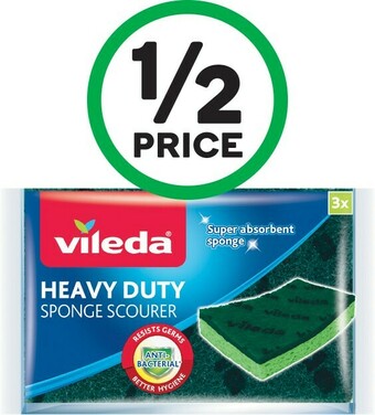 Woolworths Vileda Heavy Duty Sponge Scourer Pk 3 offer