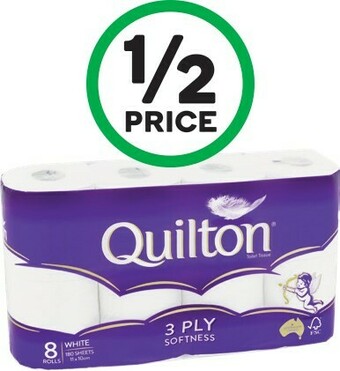 Woolworths Quilton Toilet Tissue Pk 8 offer