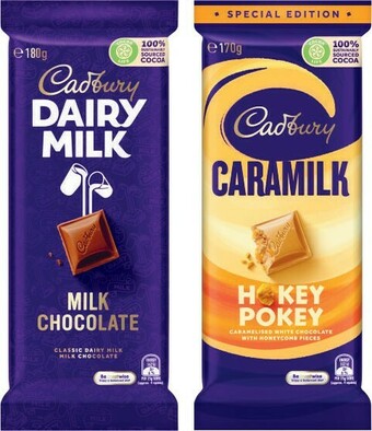 Coles Cadbury Family, Marvellous Creations or Bubbly Block Chocolate 160g-190g offer