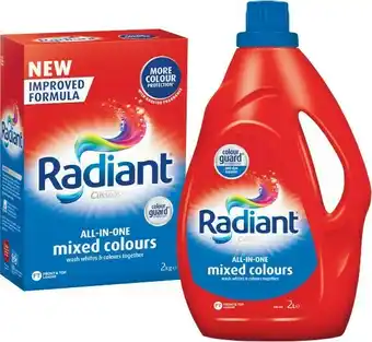 Coles Radiant Laundry Powder 2kg or Liquid 2 Litre offer