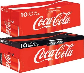 Coles Coca-Cola, Fanta or Sprite Soft Drink 10x375mL offer