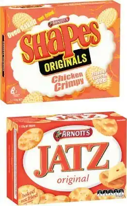 Coles Arnottu2019s Shapes or Jatz Crackers 160g-225g offer