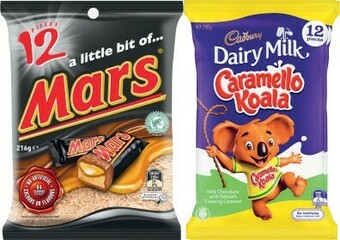 Coles Mars or Skittles Funsize 132g-216g or Cadbury Sharepack 144g-180g offer